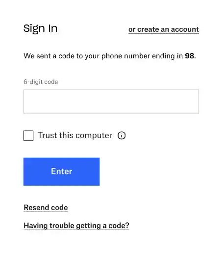 An early /login concept with SMS verification